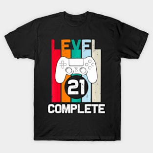 Level 21 Complete 21st Birthday  for Him Video T-Shirt